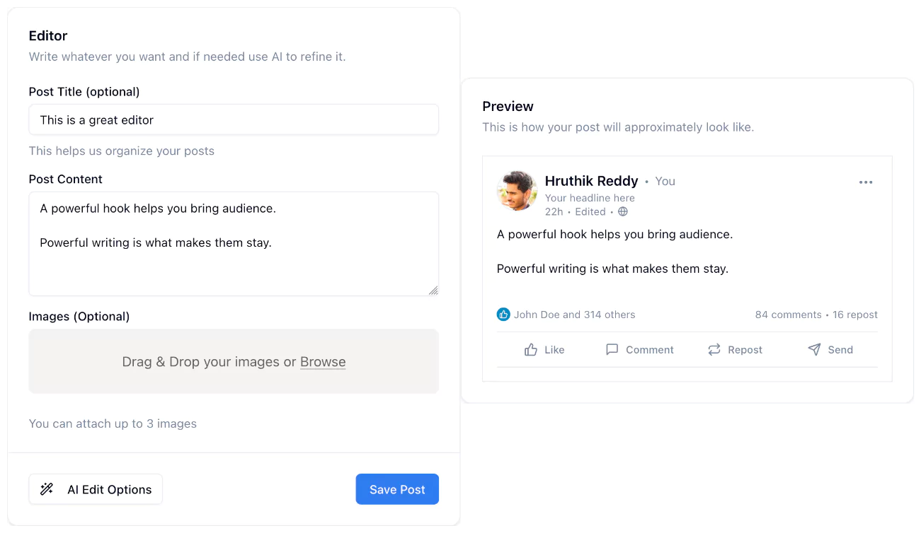 A simple editor to let you write <strong>impressive</strong> posts