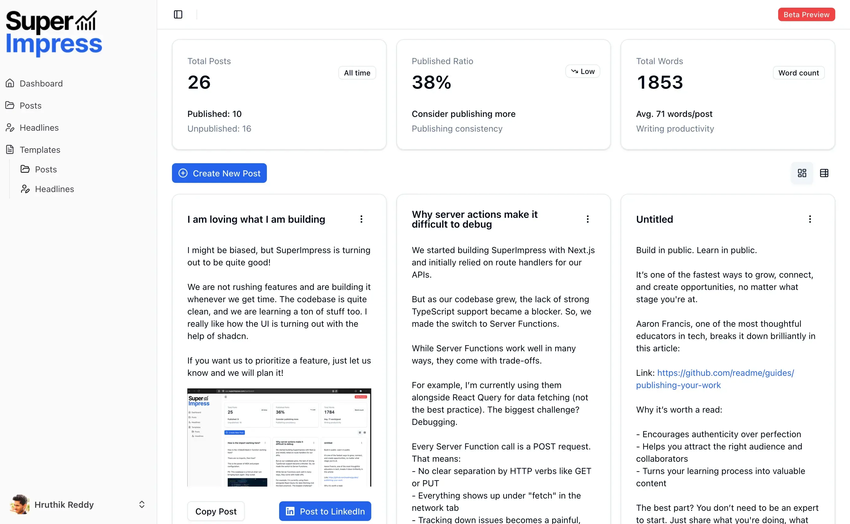 SuperImpress Dashboard